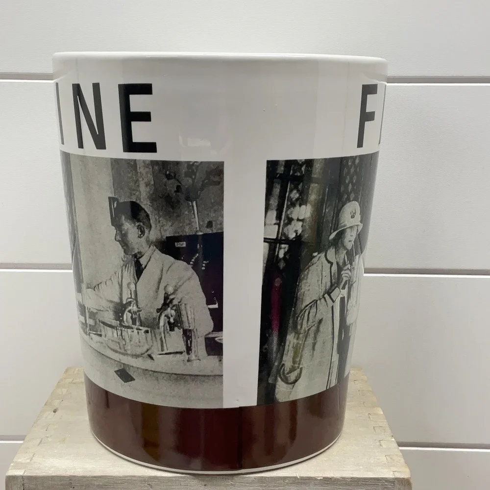 Tognana Italy Porcelain Flour Farine Canister Vintage Cafe Scene White Brown